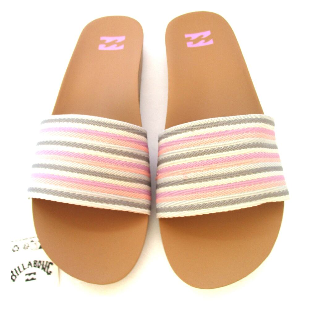 New BILLABONG Buena Vista Pastel Striped Slide Sandals Women Size 11